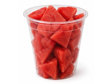 32 ounce clear cup filled with watermelon pieces